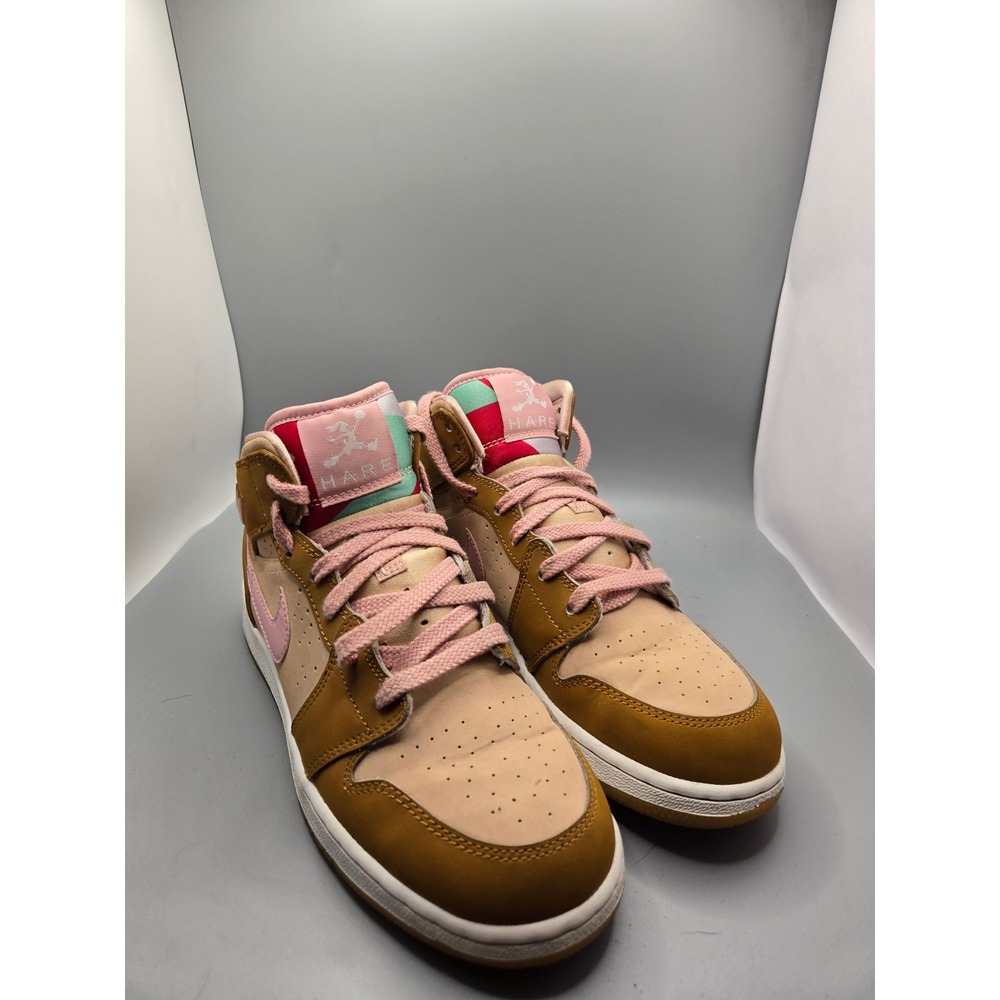 Air Jordan 1 Mid Hare‎ Pink Brown Sneakers Youth Size 6Y